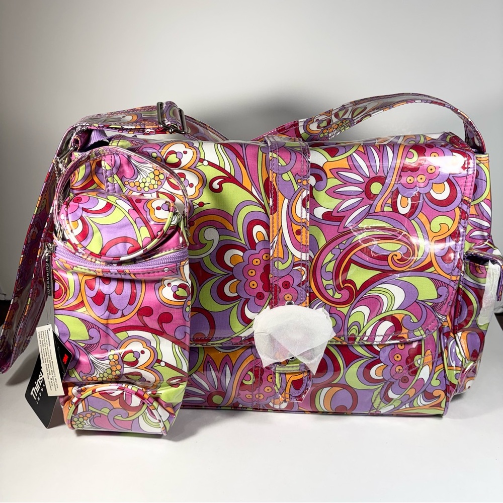 Kalencom Laminated Buckle Messenger  Diaper Bag And Bottle Carrier Paisley‎ Pink
